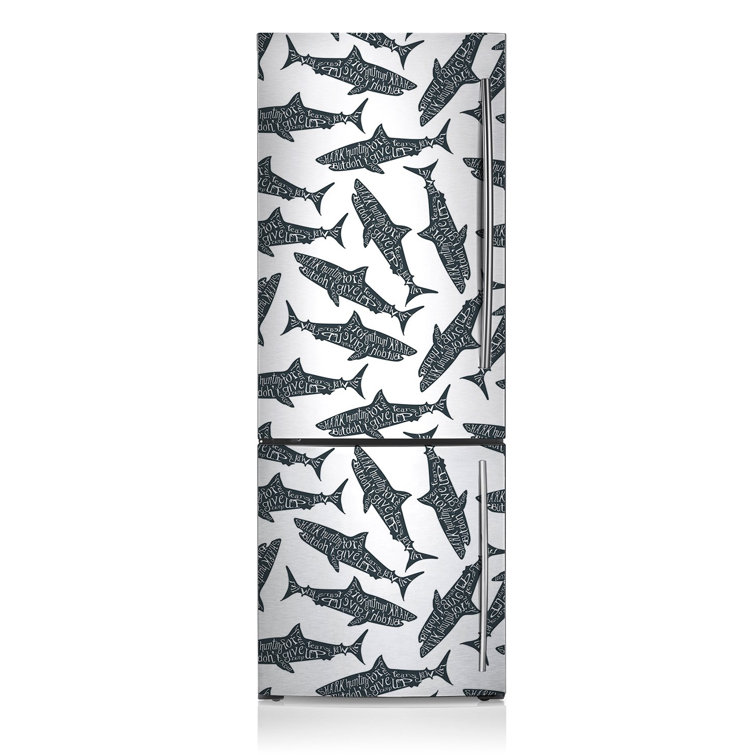 East Urban Home Typography Sharks Fridge Door Sticker